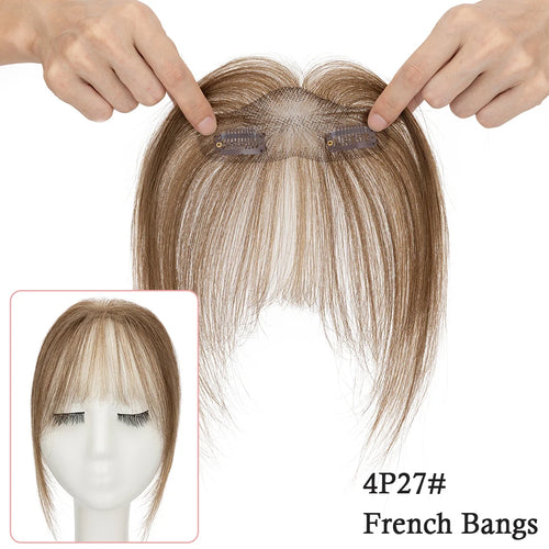 Rich Choices Clip In Air Bang Natural Human Hair French Bangs Invisible Edgeless Replacement Fringe Forehead Hairline For Women