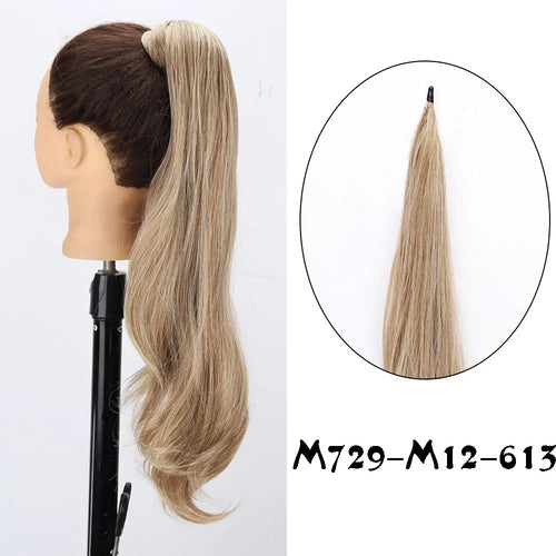 30Inch Synthetic PonyTail Long Wavy Layered Flexible Wrap Around Ponytail Hair Extensions Wave Hairpiece for Women