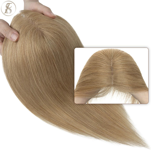 TESS Hair Toppers 8x10cm Hand Made Women Topper Natural Hair Wigs Hair Clip In Human Hair Extensions Single Knot Lace Hairpiece