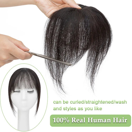 Rich Choices Clip In Air Bang Natural Human Hair French Bangs Invisible Edgeless Replacement Fringe Forehead Hairline For Women
