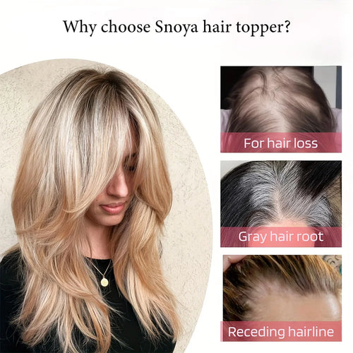 Synthetic Topper With Hair Bangs Hair Clip In Hair Extensions For Women Increase hair volume Cover White hair & Hairline
