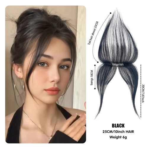 100% Human Hair Natural Forehead Fringes Hair 3D French Bangs Wig for Women Hair Pieces Head Curtain Piece Eight Shaped Bangs
