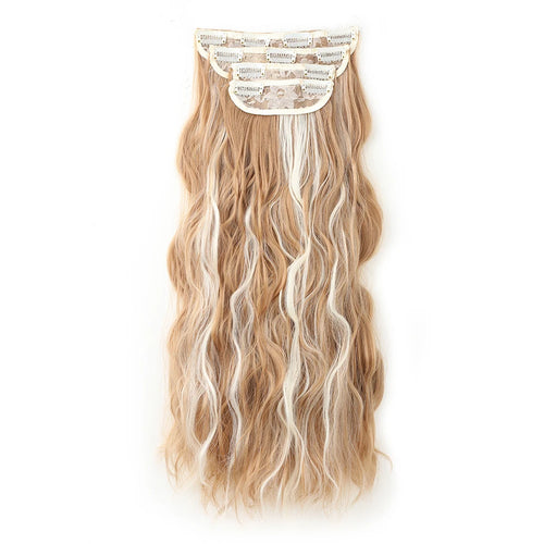 Clip in Long Wavy Synthetic Hair Extension 16/20/24 Inch 4PCS  to Hairpieces Fiber Thick Double Weft Hair Extension for Women