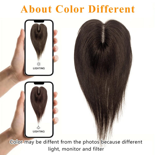 10 inch 100%Human Hair 9*14cm Hairnet Clip in Hair Topper Extension Top Wig Piece for Women with Thinning Hair