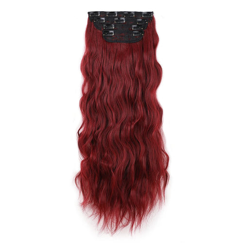 Clip in Long Wavy Synthetic Hair Extension 16/20/24 Inch 4PCS  to Hairpieces Fiber Thick Double Weft Hair Extension for Women