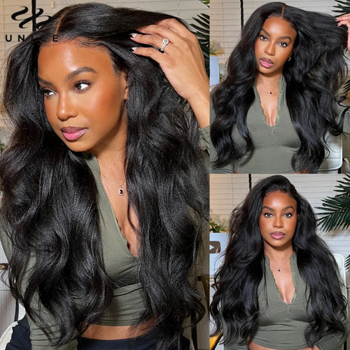 UNice Hair Pre Everything 7x5 13x4 Yaki Straight Wig Pre Plucked Pre Cut Pre Bleached Glueless Wig Human Hair Ready To Wear 150%