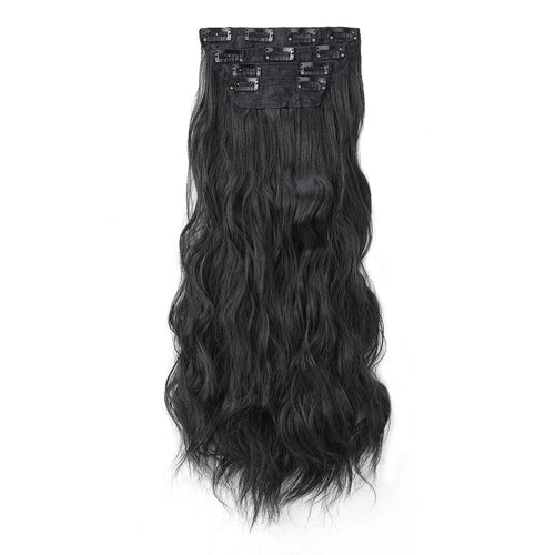 Clip in Long Wavy Synthetic Hair Extension 16/20/24 Inch 4PCS  to Hairpieces Fiber Thick Double Weft Hair Extension for Women