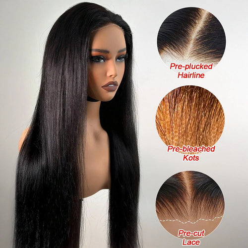 Queen Nala 360 Lace Frontal Straight Human Hair Wigs 30 40 Inch Glueless 7x5 13x4 Human Hair Wigs Ready To Wear Pre Plucked 200%