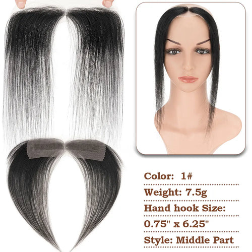 TESS Women Topper Human Hair 10inch Natural Hairline Hair Patch Hair Loss Hand Hook Lace Single Knot Hair Invisible Hairpiece