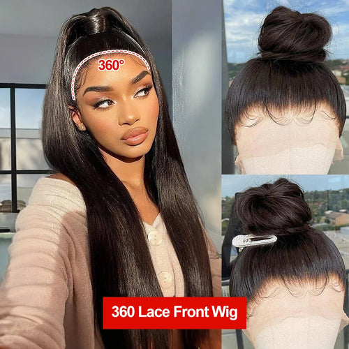 Queen Nala 360 Lace Frontal Straight Human Hair Wigs 30 40 Inch Glueless 7x5 13x4 Human Hair Wigs Ready To Wear Pre Plucked 200%