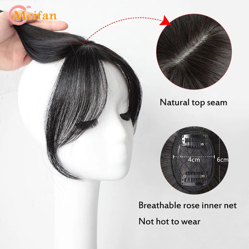 MEIFAN Synthetic Middle Part Topper Hairpiece with Bangs Clip-In Bangs Extension Natural Invisible Clourse Hairpiece for Women