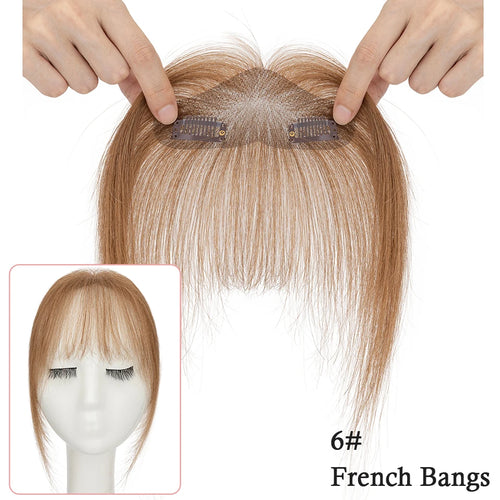 Rich Choices Clip In Air Bang Natural Human Hair French Bangs Invisible Edgeless Replacement Fringe Forehead Hairline For Women