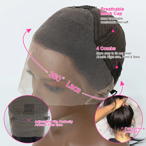 CEXXY 360 Full Hd Lace Front Wig Kinky Yaki Straight HD Transparent Lace Frontal Human Hair Wig 30 34Inch Glueless Wig For Women