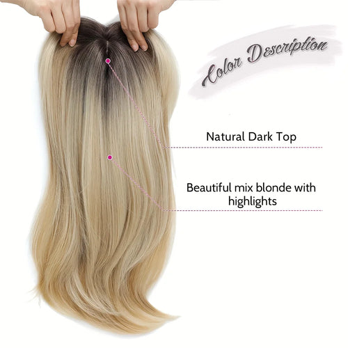 Synthetic Topper With Hair Bangs Hair Clip In Hair Extensions For Women Increase hair volume Cover White hair & Hairline