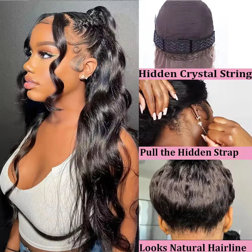 Body Wave 360 HD Full Lace Front Wigs Human Hair Pre Plucked Glueless Wig Invisible Drawstring 100% Brazilian Virgin Human Hair