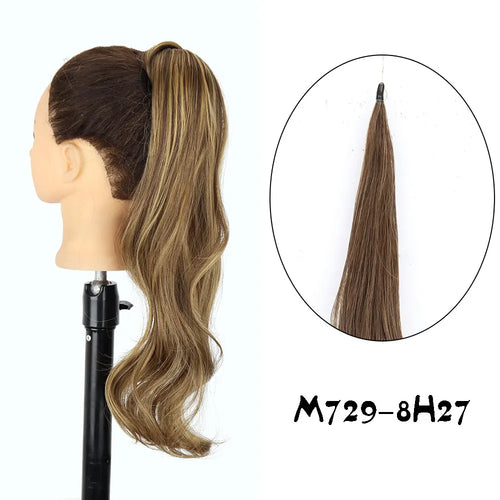 30Inch Synthetic PonyTail Long Wavy Layered Flexible Wrap Around Ponytail Hair Extensions Wave Hairpiece for Women