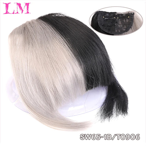 LM Natural Straight Synthetic Blunt Bangs High Temperature Fiber Brown Women Clip-In Full Bangs With Fringe Of Hair 6 Inch