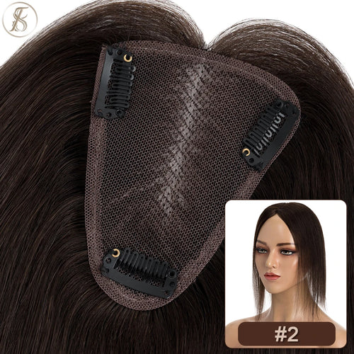 TESS Hair Toppers 8x10cm Hand Made Women Topper Natural Hair Wigs Hair Clip In Human Hair Extensions Single Knot Lace Hairpiece