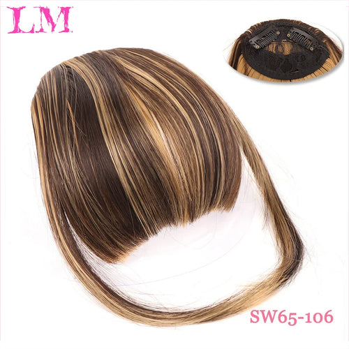 LM Natural Straight Synthetic Blunt Bangs High Temperature Fiber Brown Women Clip-In Full Bangs With Fringe Of Hair 6 Inch