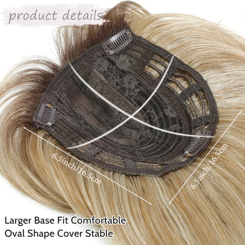 Synthetic Topper With Hair Bangs Hair Clip In Hair Extensions For Women Increase hair volume Cover White hair & Hairline