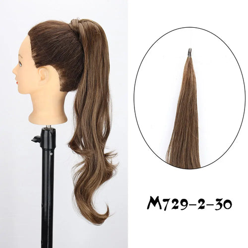 30Inch Synthetic PonyTail Long Wavy Layered Flexible Wrap Around Ponytail Hair Extensions Wave Hairpiece for Women