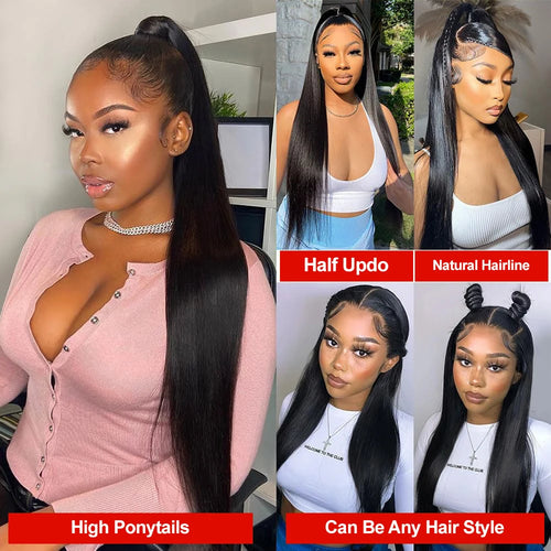 Queen Nala 360 Lace Frontal Straight Human Hair Wigs 30 40 Inch Glueless 7x5 13x4 Human Hair Wigs Ready To Wear Pre Plucked 200%
