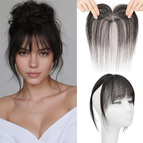 Rich Choices Clip In Air Bang Natural Human Hair French Bangs Invisible Edgeless Replacement Fringe Forehead Hairline For Women