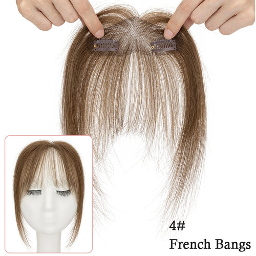Rich Choices Clip In Air Bang Natural Human Hair French Bangs Invisible Edgeless Replacement Fringe Forehead Hairline For Women
