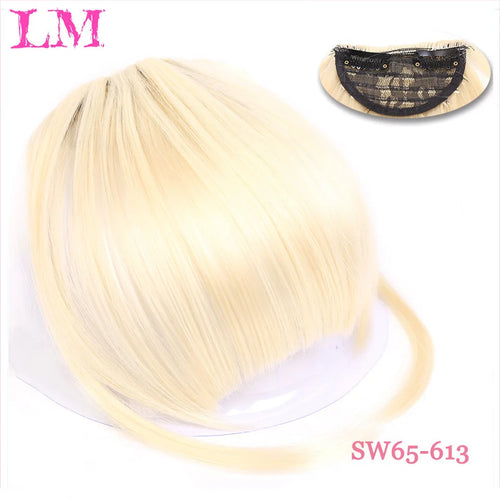 LM Natural Straight Synthetic Blunt Bangs High Temperature Fiber Brown Women Clip-In Full Bangs With Fringe Of Hair 6 Inch