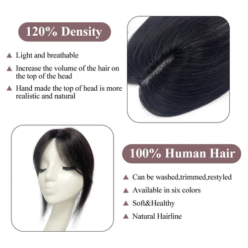 10 inch 100%Human Hair 9*14cm Hairnet Clip in Hair Topper Extension Top Wig Piece for Women with Thinning Hair