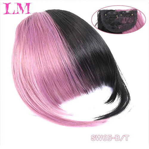 LM Natural Straight Synthetic Blunt Bangs High Temperature Fiber Brown Women Clip-In Full Bangs With Fringe Of Hair 6 Inch
