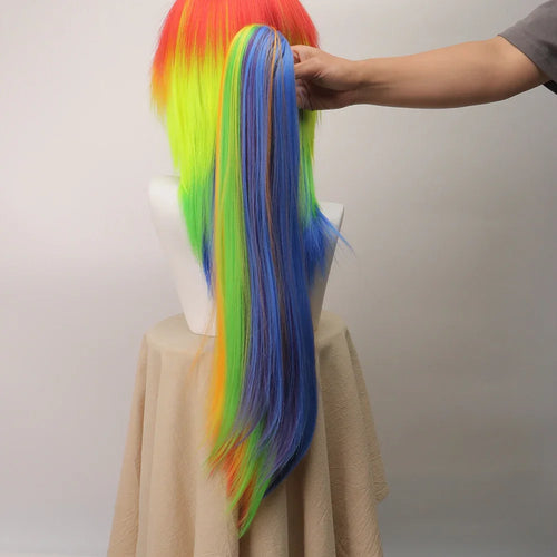 Anime Synthetic Hair Women's Cosplay Rainbow Dash Multi Color Heat Resistant Party Wigs