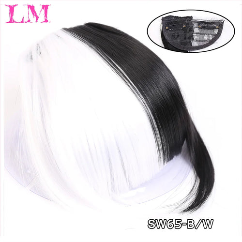 LM Natural Straight Synthetic Blunt Bangs High Temperature Fiber Brown Women Clip-In Full Bangs With Fringe Of Hair 6 Inch