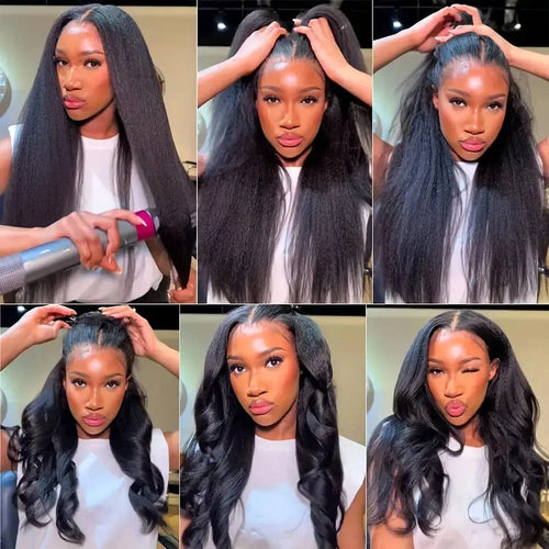 CEXXY 360 Full Hd Lace Front Wig Kinky Yaki Straight HD Transparent Lace Frontal Human Hair Wig 30 34Inch Glueless Wig For Women