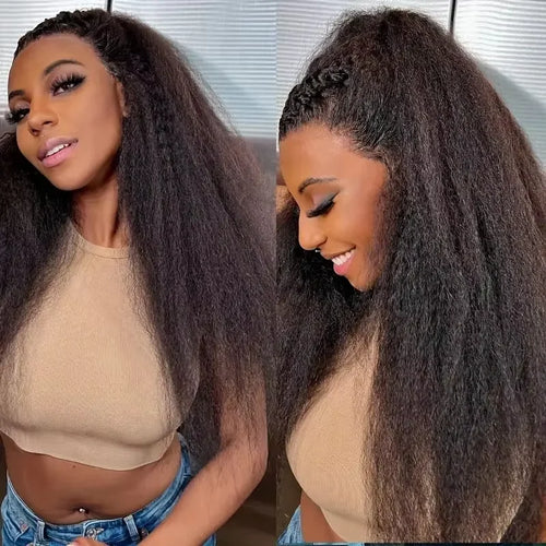 CEXXY 360 Full Hd Lace Front Wig Kinky Yaki Straight HD Transparent Lace Frontal Human Hair Wig 30 34Inch Glueless Wig For Women