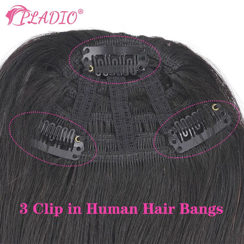 Straight Human Hair Bangs Clip in Hair Extensions 100% Remy Hair Clip On Bangs Fringe 3 Clips Hair Pieces for Women