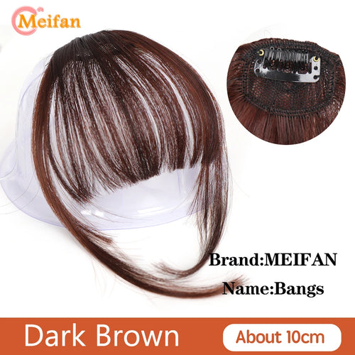 MEIFAN Synthetic Middle Part Topper Hairpiece with Bangs Clip-In Bangs Extension Natural Invisible Clourse Hairpiece for Women