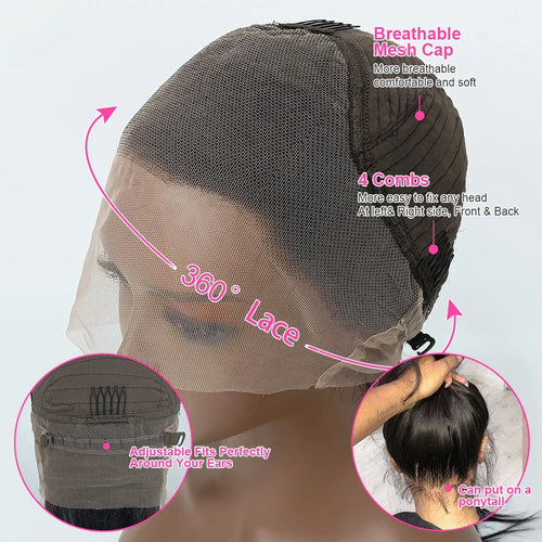 CEXXY 360 Full Hd Lace Front Wig Kinky Yaki Straight HD Transparent Lace Frontal Human Hair Wig 30 34Inch Glueless Wig For Women