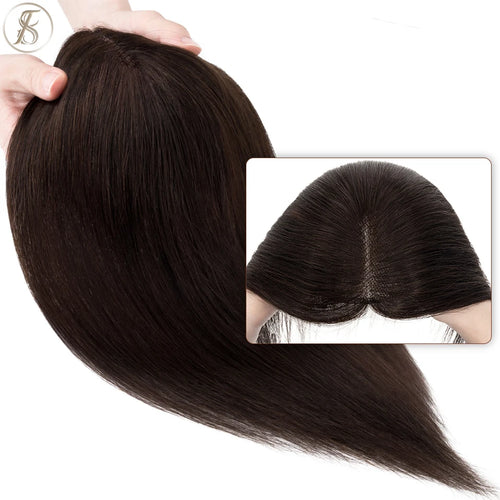 TESS Hair Toppers 8x10cm Hand Made Women Topper Natural Hair Wigs Hair Clip In Human Hair Extensions Single Knot Lace Hairpiece