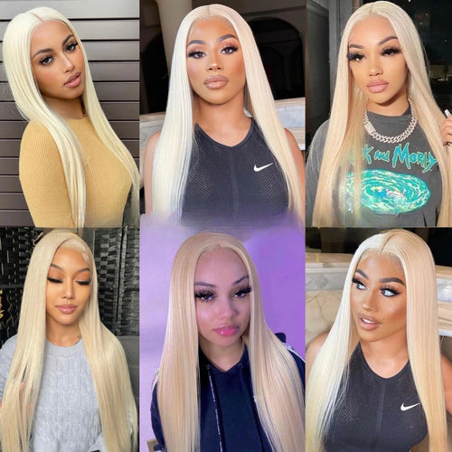Blonde Wig Straight Synthetic Lace Front Wig Glueless Wig Long Blonde Synthetic Hair Lace Wigs for Women Platinum White Blonde