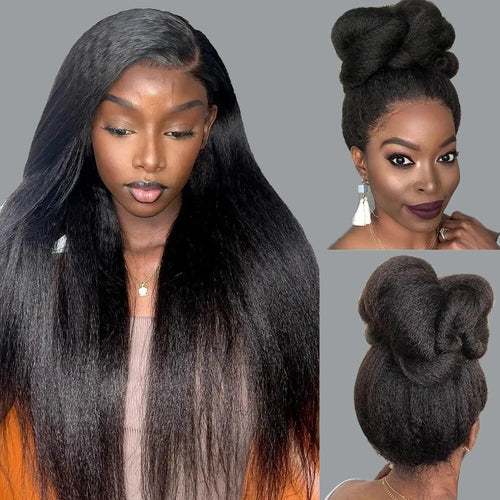 CEXXY 360 Full Hd Lace Front Wig Kinky Yaki Straight HD Transparent Lace Frontal Human Hair Wig 30 34Inch Glueless Wig For Women