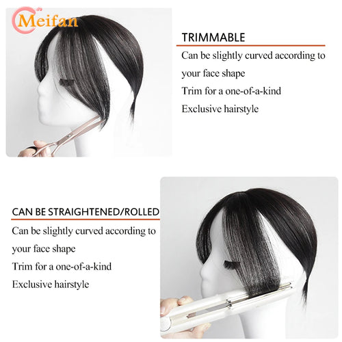 MEIFAN Synthetic Middle Part Topper Hairpiece with Bangs Clip-In Bangs Extension Natural Invisible Clourse Hairpiece for Women