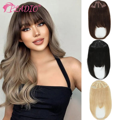 Straight Human Hair Bangs Clip in Hair Extensions 100% Remy Hair Clip On Bangs Fringe 3 Clips Hair Pieces for Women