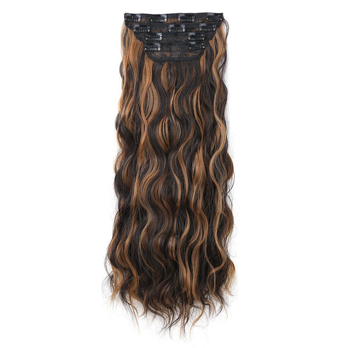 Clip in Long Wavy Synthetic Hair Extension 16/20/24 Inch 4PCS  to Hairpieces Fiber Thick Double Weft Hair Extension for Women