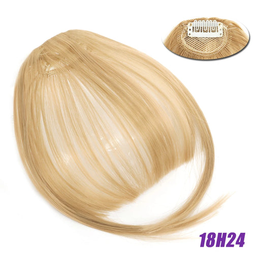 LM Natural Straight Synthetic Blunt Bangs High Temperature Fiber Brown Women Clip-In Full Bangs With Fringe Of Hair 6 Inch