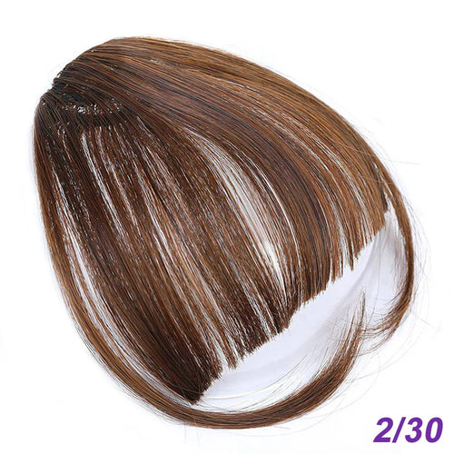 LM Natural Straight Synthetic Blunt Bangs High Temperature Fiber Brown Women Clip-In Full Bangs With Fringe Of Hair 6 Inch
