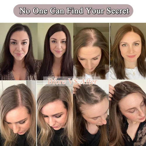 10 inch 100%Human Hair 9*14cm Hairnet Clip in Hair Topper Extension Top Wig Piece for Women with Thinning Hair