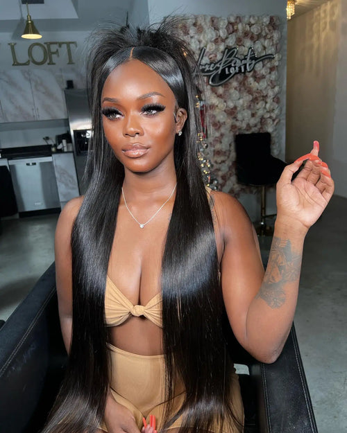 Queen Nala 360 Lace Frontal Straight Human Hair Wigs 30 40 Inch Glueless 7x5 13x4 Human Hair Wigs Ready To Wear Pre Plucked 200%