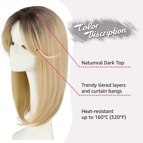 Synthetic Topper With Hair Bangs Hair Clip In Hair Extensions For Women Increase hair volume Cover White hair & Hairline