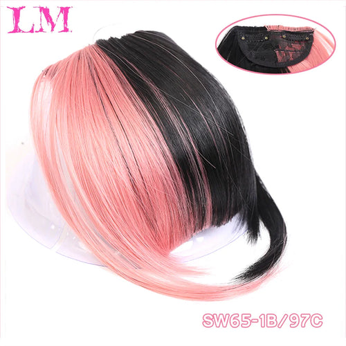 LM Natural Straight Synthetic Blunt Bangs High Temperature Fiber Brown Women Clip-In Full Bangs With Fringe Of Hair 6 Inch